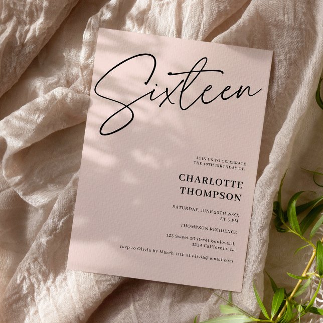 Elegantes modernes Schwarz-Blau-Foto Sweet 16 Einladung (Von Creator hochgeladen)