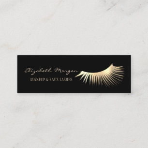 Elegantes, modernes Schwarz-Gold-Imitat Lashes Mini Visitenkarte