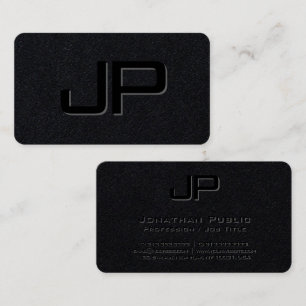 Elegantes, modernes Schwarz Mit Monogramm Premium  Visitenkarte