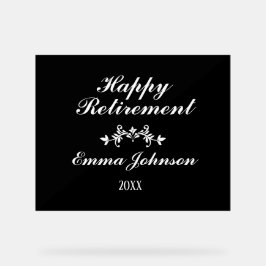 Elegantes modernes Schwarz-Weiß-Happy-Rente Acrylschild