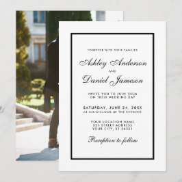 Elegantes modernes Schwarz-Weiß-Hochzeitsfest - Ei Einladung