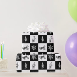Elegantes modernes Schwarz-Weiß-Weihnachten Geschenkpapier
