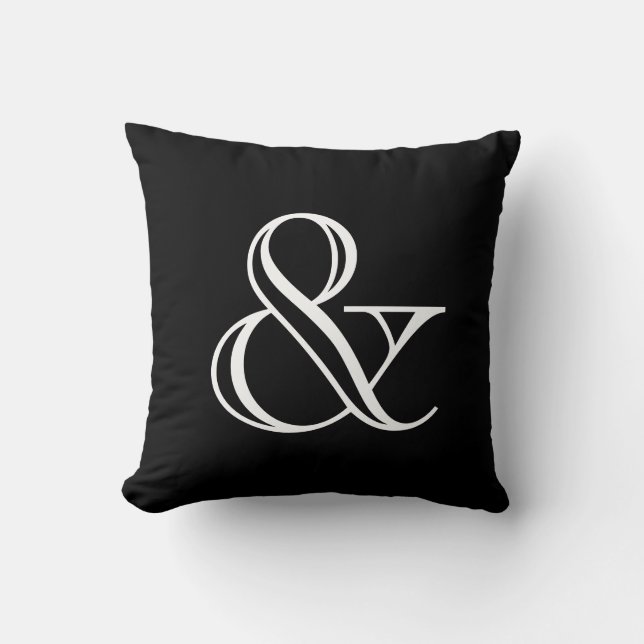 Elegantes modernes Schwarz-weißes Ampersand-Symbol Kissen (Vorderseite)