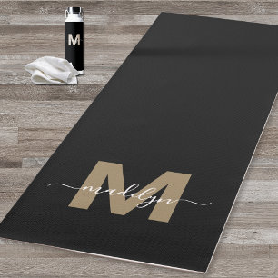 Elegantes modernes schwarzes goldenes Initialen Mo Yogamatte