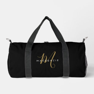 Elegantes, modernes Schwarzes Script Monogram Duffle Bag