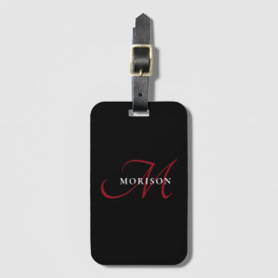 Elegantes, modernes Schwarzes Script Monogram Gepäckanhänger