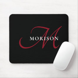 Elegantes, modernes Schwarzes Script Monogram Mousepad