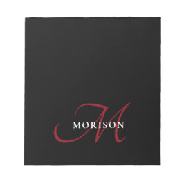 Elegantes, modernes Schwarzes Script Monogram Notizblock