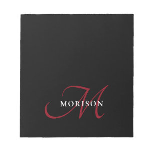 Elegantes, modernes Schwarzes Script Monogram Notizblock