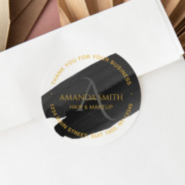 Elegantes, modernes Schwarzes und Gold Business Runder Aufkleber
