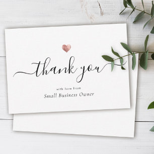 Elegantes, modernes Script Chic Rose Gold Business Dankeskarte