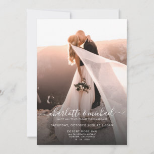 Elegantes modernes Script Foto Classic WeddIng Einladung