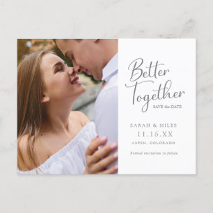 Elegantes, modernes Script-Foto Hochzeit Ankündigungspostkarte