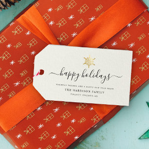 Elegantes, modernes Script Gold Snowflake Happy Ho Geschenkanhänger