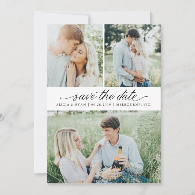 Elegantes, modernes Script-Kalligrafie-Foto Save The Date (Vorderseite)