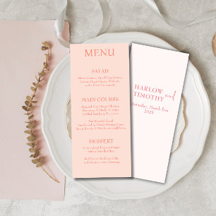 Elegantes modernes Script Rosa Blush Hochzeitsmenü Menükarte
