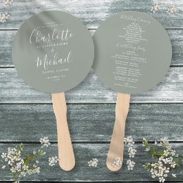 Elegantes, modernes Script-Sage Green Wedding Prog Fächer