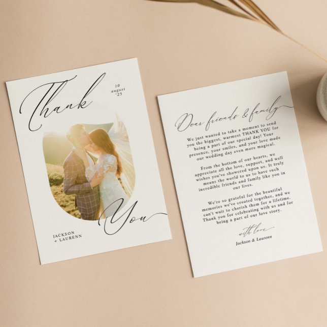 Elegantes, modernes Script Typografy Foto Wedding Dankeskarte (Von Creator hochgeladen)