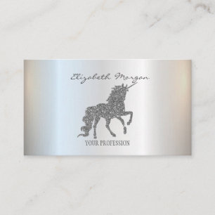 Elegantes modernes silbernes Glitter-Einhorn Visitenkarte