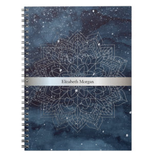 Elegantes modernes silbernes Mandala-Streifen-Must Notizblock