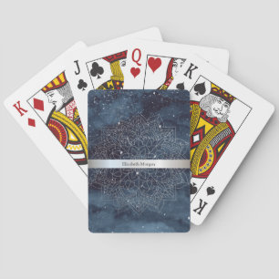 Elegantes modernes silbernes Mandala-Streifen-Must Spielkarten