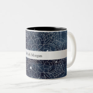 Elegantes modernes silbernes Mandala-Streifen-Must Zweifarbige Tasse