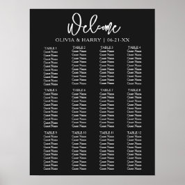 Elegantes, modernes Skript Einfache Hochzeitssitzk Poster