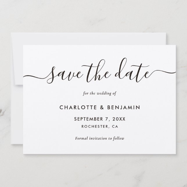 Elegantes, modernes Skript-Kraftpapier Hochzeit Save The Date (Vorderseite)