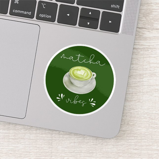 Elegantes modernes Skript Matcha Vibes Aufkleber (Detail)