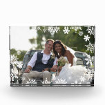 Elegantes, modernes Snowflake-Muster Hochzeitsfest Fotoblock<br><div class="desc">Schöner personalisierter Foto-Block mit elegantem Schneeflockenrahmen. Personalisieren Sie das Produkt mit Ihrem Lieblings-Foto Hochzeit.</div>