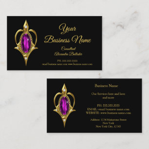 Elegantes, modernes, stilvolles Magenta Jewel Gold Visitenkarte