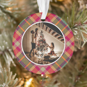 Elegantes modernes Tartan-Karo-Weihnachtsfamilienf Ornament