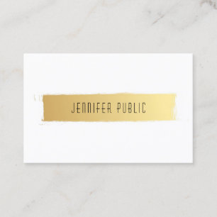 Elegantes modernes Template Gold White Luxury Chic Visitenkarte