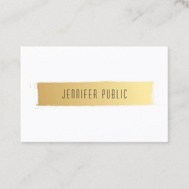 Elegantes modernes Template Gold White Luxury Chic Visitenkarte (Vorderseite)