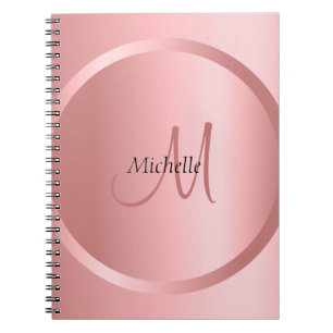 Elegantes modernes Template Rose Gold Mono Gramm Notizblock