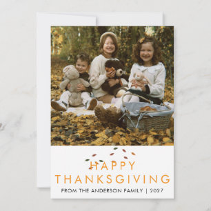 Elegantes modernes Thanksgiving-Familienfoto Herbs Feiertagskarte