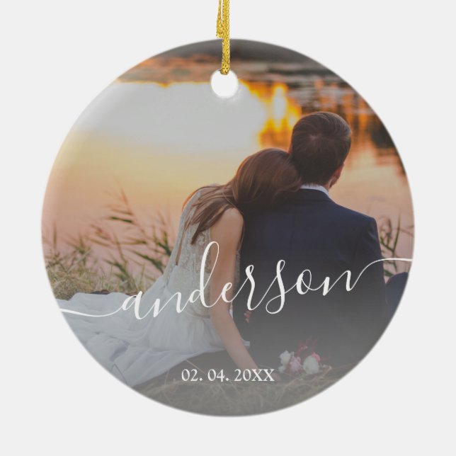 Elegantes, modernes und minimales Foto Keramik Ornament (Hinten)