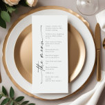 Elegantes modernes Veranstaltungsmenü oder Hochzei Menükarte<br><div class="desc">Entspannen Sie Ihren besondere Anlass mit unserer eleganten,  modernen Event/Hochzeitsempfang-Menükarte. Diese Karte ist sorgfältig konzipiert,  um Eleganz und zeitgenössischen Flair zu verbinden und ist die perfekte Ergänzung zu Ihrer raffinierten Veranstaltungsästhetik.</div>