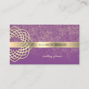 Elegantes Modernes Violett Gold Konfetti Visitenkarte