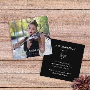 Elegantes modernes Violinist Musician Foto Quadratische Visitenkarte