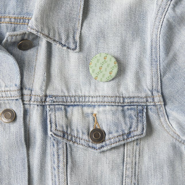 Elegantes modernes Wasserfarben-Blattmuster GRÜN  Button (Beispiel)