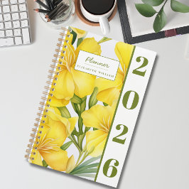 Elegantes modernes Wasserfarben-Gelb-Blumenmuster Planer