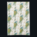 Elegantes modernes Wasserfarbenparadies Geschirrtuch<br><div class="desc">Dieses atemberaubende Design besticht durch einen schönen Pfau,  der in tropischem Grün sitzt. Der Hintergrund enthält verschiedene Goldabbildungen von Pfauen auf weißem Hintergrund #peacock #bird #animal #nature #tropical #kitchentowels #teatowels #towels #towels #kitchen #ining #EU #decor #homedecor #inside #inside #interiors #design #designer #gift #gift #gifts</div>