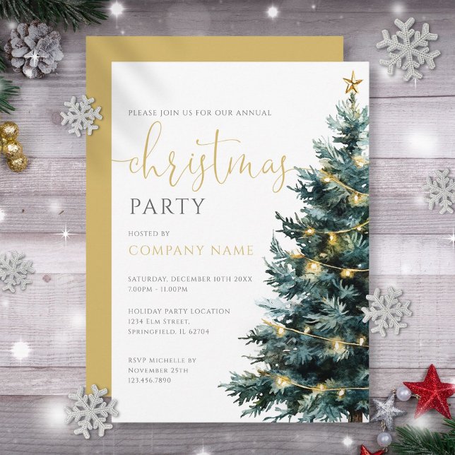 Elegantes modernes Weihnachtsbaum Corporate Party Einladung (Elegant Modern Christmas Tree Corporate Party Invitation)