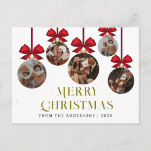 Elegantes modernes Weihnachtsfamilien-5-Ornament-F Feiertagspostkarte