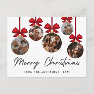 Elegantes modernes Weihnachtsfamilien-5-Ornament-F Feiertagspostkarte
