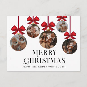 Elegantes modernes Weihnachtsfamilien-5-Ornament-F Feiertagspostkarte