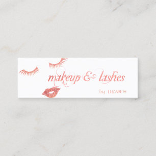 Elegantes modernes Weiß, Glitter Lippen, Wimpern, Mini Visitenkarte