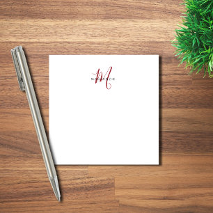 Elegantes modernes weiß-rotes Schriftmonogramm Post-it Klebezettel