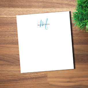 Elegantes modernes weißes himmelblaues Schriftmono Notizblock